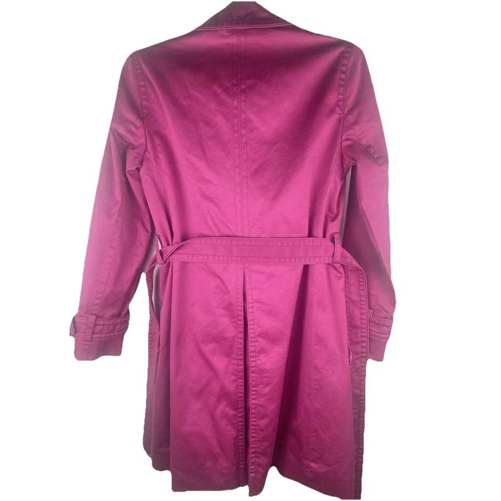 Coach Pink Trench Coat Womens XS Belted Double Breasted Cotton Jacket - Picture 7 of 8